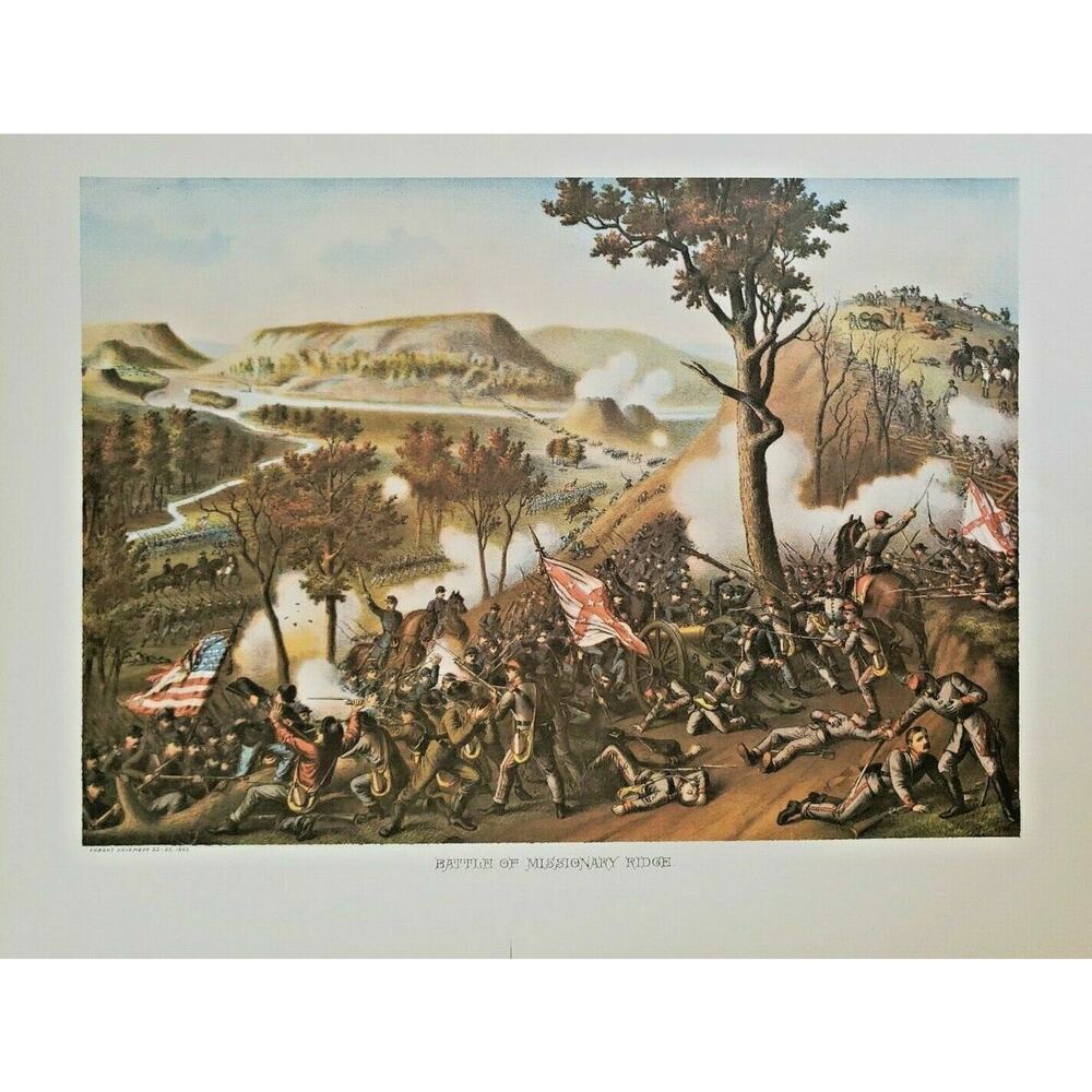 Vintage 1960 "Battle of Mission Ridge"‎ Kurtz & Allison Civil War Print NOS 84